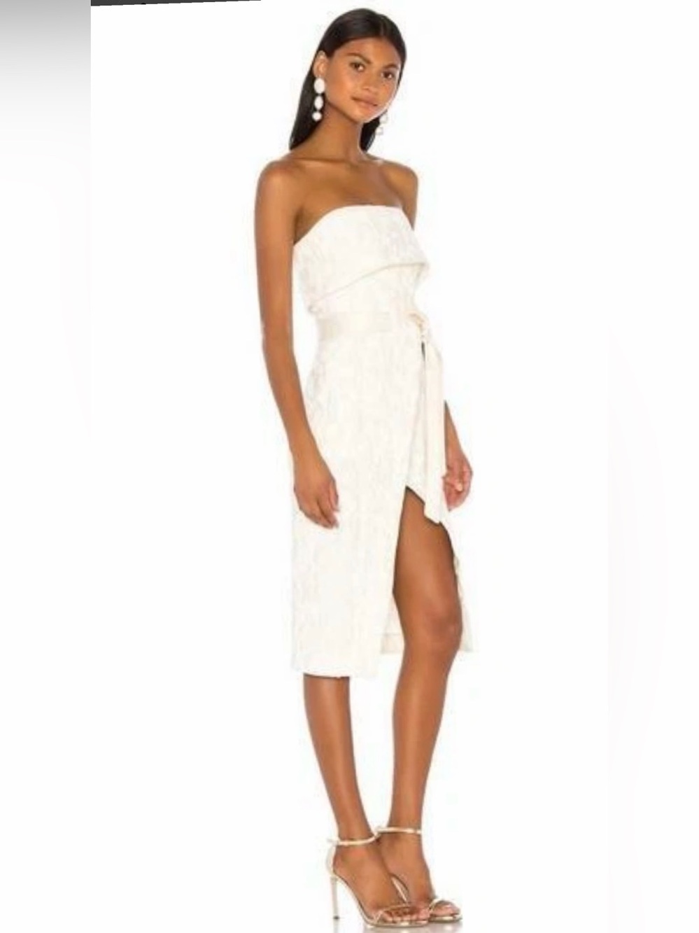 NWT Alexis Isotta Floral Brocade Strapless Wrap Tie Dress XS